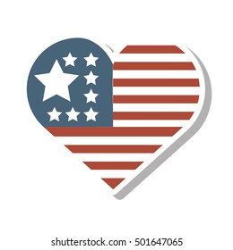 heart with usa flag icon vector illustration design