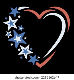 Heart in USA Flag style. Design for celebrating 4th of july Independence Day of USA