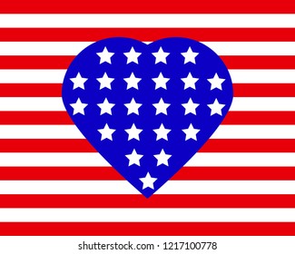 Heart USA flag, vector