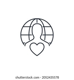 The heart of the user. Share your heart. Vector linear icon isolated on white background.