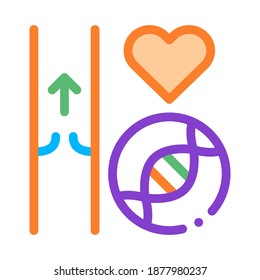 Heart Vaisseau Sanguin Biomaterial Vector Icon Thin Line. Biology And Science Flasks, Bioengineering, Dna And Medicine Vaccine Biomaterial Concept Linear Pictogram. Contour Illustration