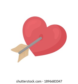 Heart valentine arrow icon. Illustration of heart with arrow vector.