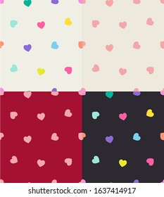 heart valentine background colour vector seamless patterns