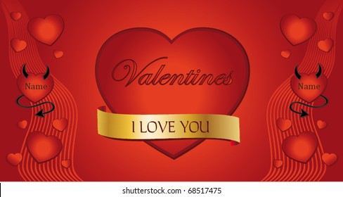 Heart Valentine Congratulations vector card template