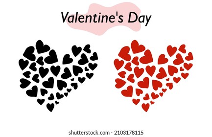 A heart for Valentine Day. The heart is red and in solid fill. A symbol of love and a Valentine Day holiday. Vector illustration.