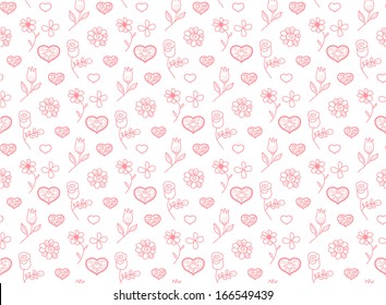 heart valentine flower seamless pattern