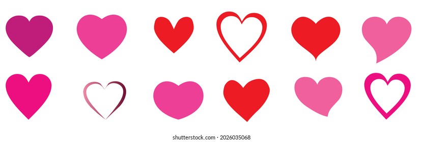 Heart valentine icon set, vector
