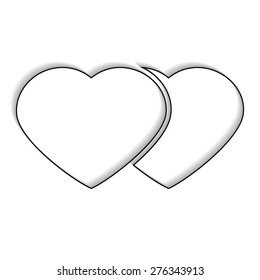 Heart valentine icon set vector illustration   with shadow
