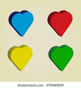  Heart valentine icon set vector illustration