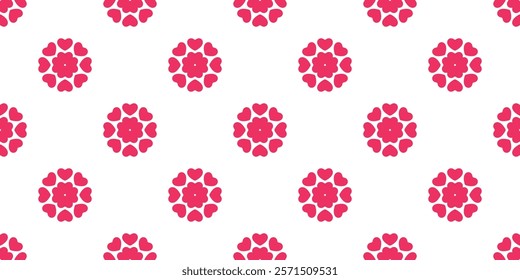 heart valentine seamless pattern flower polka dot vector cartoon doodle gift wrapping paper retro tile background repeat wallpaper illustration design isolated