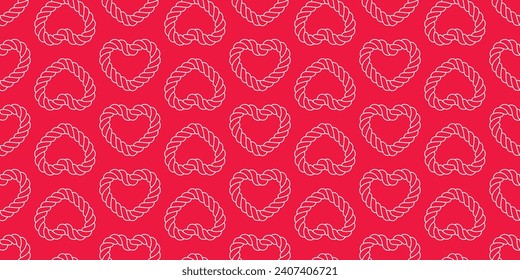 heart valentine seamless pattern rope lasso vector cartoon tile background doodle gift wrapping paper repeat wallpaper illustration design isolated