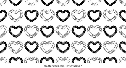 heart valentine seamless pattern rope lasso vector cartoon doodle tile background gift wrapping paper repeat wallpaper illustration design isolated