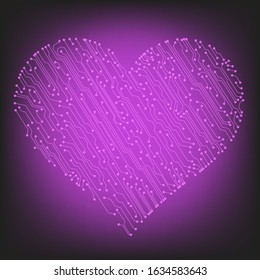 Сircuit heart. Valentine's colorful technology background illustration. Vector. Eps 10.