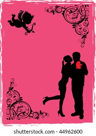 Heart Valentines Day background (vector and illustration);