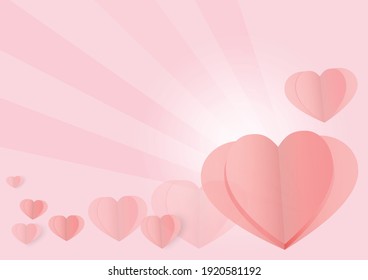 Día de San Valentín, papel creativo cortado corazón decorado de fondo