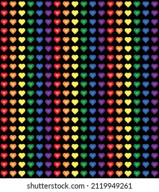 heart valentine's day lgbt pride flag lesbian gay bisexual transgender equal rights red blue green yellow orange purple valentine romantic seamless endless love vector black and white flat pattern pop