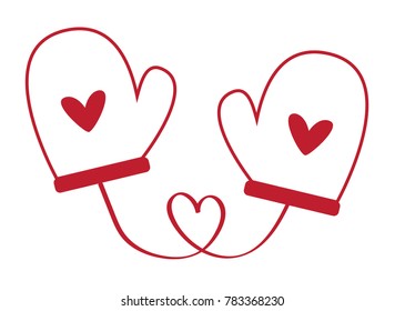 Heart Valentines Day Mittens
