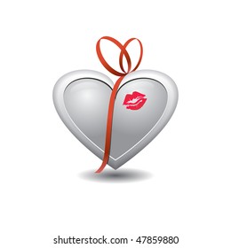 heart for valentine's day, mothers' day and women's day with kiss lips vector illustration