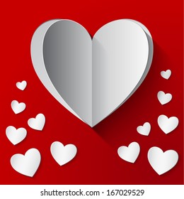Heart for Valentine's Day on a red background. Vector illustration.