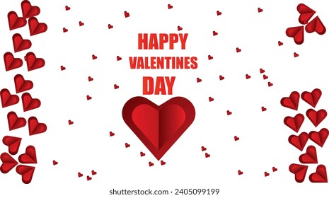 Banner y encabezado panorámico del día de San Valentín, símbolo de amor y concepto. Feliz día de San Valentín. Ilustración vectorial.