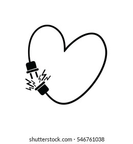 Heart for Valentine's day. Plug and socket with wire heart original vector illustration.