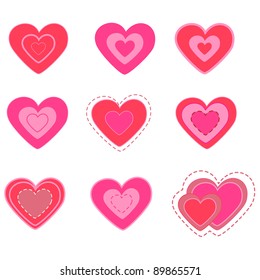 heart valentine's day set.vector illustration.isolated object on white background
