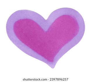 Heart for Valentine's Day, day of singles, friends, girlfriends. Purple pink heart.Marker and watercolor illustration.For holiday, card, poster, carnival, banner, birthday.Love.Handmade isolated art.