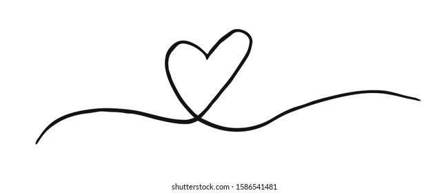 Heart Valentine's Day Swash Hand Painted With Brush And Ink, Isolated On White Background. Vector Illustration.