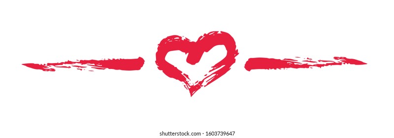 Heart Valentine's Day swash hand painted with brush and ink, isolated on white background. Vector illustration.