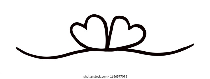 Heart Valentine's Day swash hand painted with brush and ink, isolated on white background. Vector illustration.