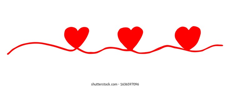 Heart Valentine's Day swash hand painted with brush and ink, isolated on white background. Vector illustration.