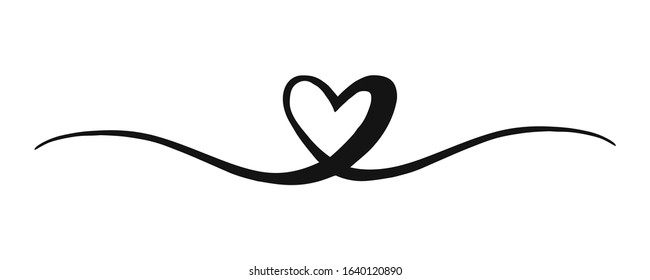 Heart Valentine's Day Swash Hand Painted With Brush And Ink, Isolated On White Background. Vector Illustration.