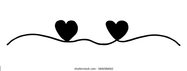 Heart Valentine's Day swash hand painted with brush and ink, isolated on white background. Vector illustration.