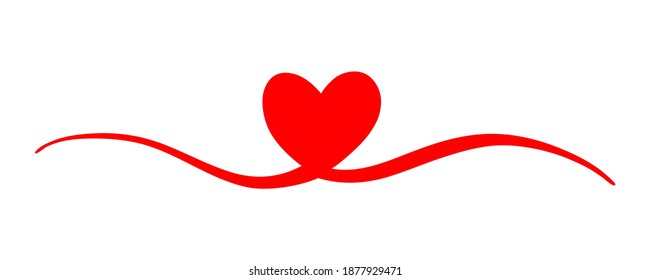 Heart Valentine's Day swash hand painted with brush and ink, isolated on white background. Vector illustration.
