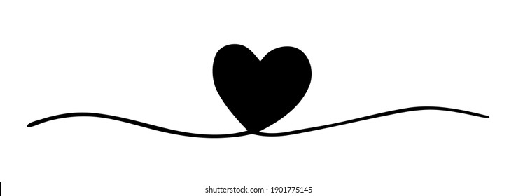 Heart Valentine's Day swash hand painted with brush and ink, isolated on white background. Vector illustration.