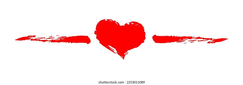 Heart Valentine's Day swash hand painted with brush and ink