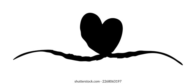 Heart Valentine's Day swash hand painted with brush and ink