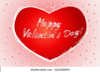 heart for Valentine's day from watercolor on a pink background of stars