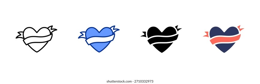 Heart Valentines icon set multiple style collection