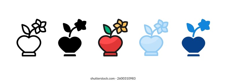 Heart Vase Icon Set Multiple Style Collection