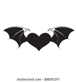 Heart Bat Wings Tattoo Vector Stock Vector (Royalty Free) 1915087363 ...