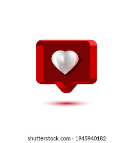 Heart vector 3b realistic icon on a white background