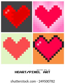 Heart Vector. Abstract Pixel Art Style