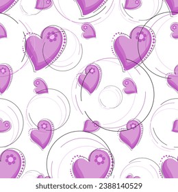 Heart vector background. Romantic seamless pattern for holiday party, textile, packaging, website.