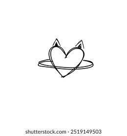 Vector de corazón negro sobre fondo blanco