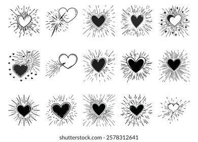 Heart vector Bundle. heart icons, heart shape. Collection of hand drawn heart outline Illustration vector design
