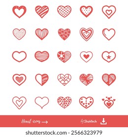 Heart vector Bundle. Illustrated heart icons. Retro Valentine silhouett design featuring charming doodle hearts, cupid, and coquette elements in a aesthetic style.  Valentine’s Day sublimation weddign