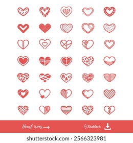 Heart vector Bundle. Illustrated heart icons. Retro Valentine silhouett design featuring charming doodle hearts, cupid, and coquette elements in a aesthetic style.  Valentine’s Day sublimation weddign