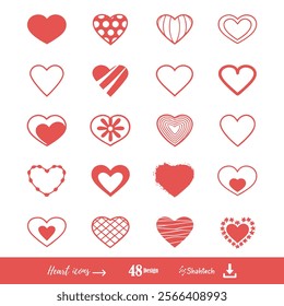 Heart vector Bundle. Illustrated heart icons. Retro Valentine silhouett design featuring charming doodle hearts, cupid, and coquette elements in a aesthetic style. Perfect for Valentine sublimation.