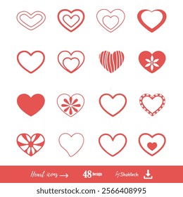 Heart vector Bundle. Illustrated heart icons. Retro Valentine silhouett design featuring charming doodle hearts, cupid, and coquette elements in a aesthetic style. Perfect for Valentine sublimation.